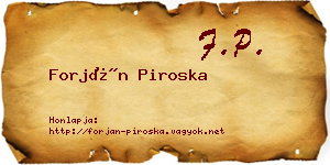 Forján Piroska névjegykártya
